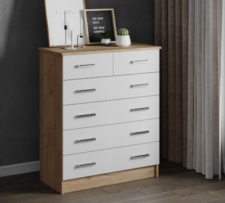 Комод Катрин-5, Дуб крафт золотой/Белый 